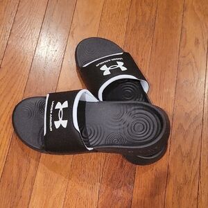 Under Armour Black and White Slide Sandals
